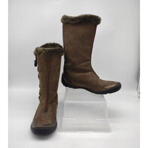 Privo Clarks Boots Womens 8M Shearling Winter 76236 Brown Leather Bronze Accent